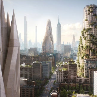 AI rendering by HWKN of New York City skyline
