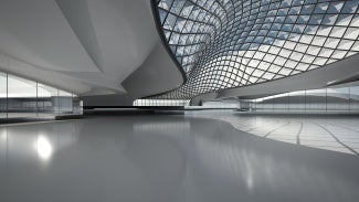 Modern architecture with glass dome