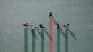4 individuals walking even while 1 stands out above the rest